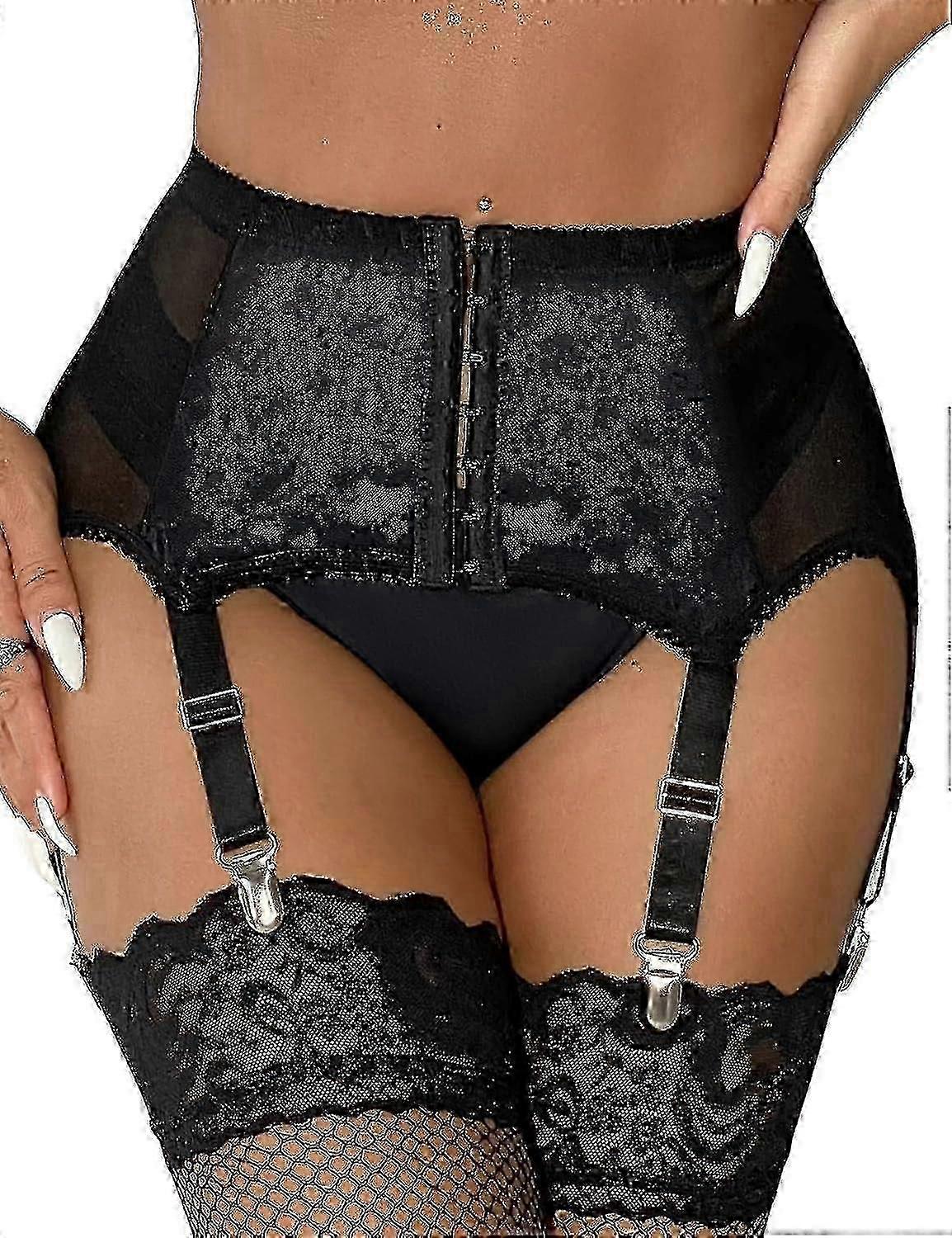 Porte-jarretelles pour femmes Plus La Taille Dentelle Jarretière Et 6 Clips En Métal Sous-Vêtements Ajustables Jarretières Bretelles U