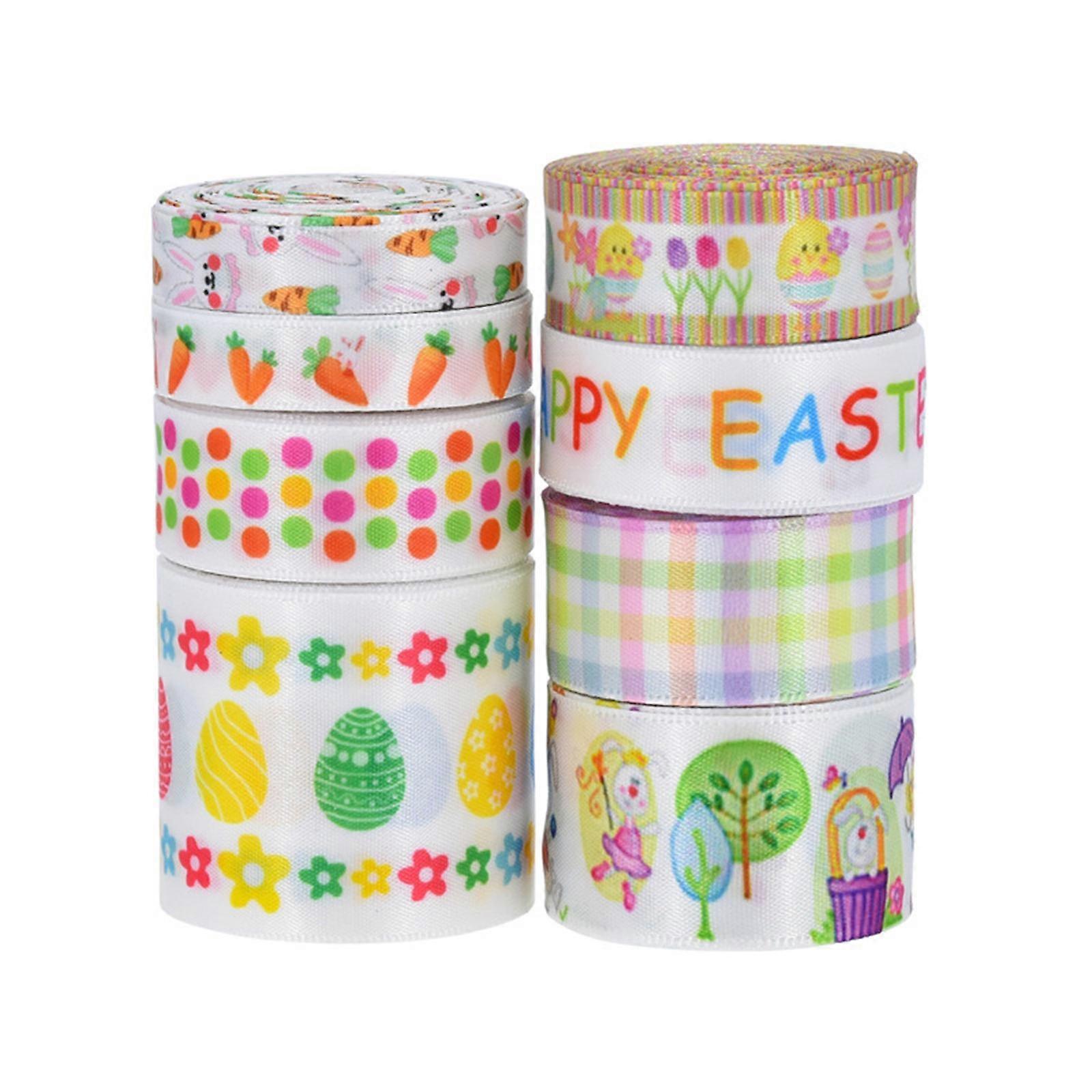 Colorful Fabric Ribbon for Wrapping Lovely Patterned Ribbon Decorative Easter Ribbon for Crafting and Scrapbooking