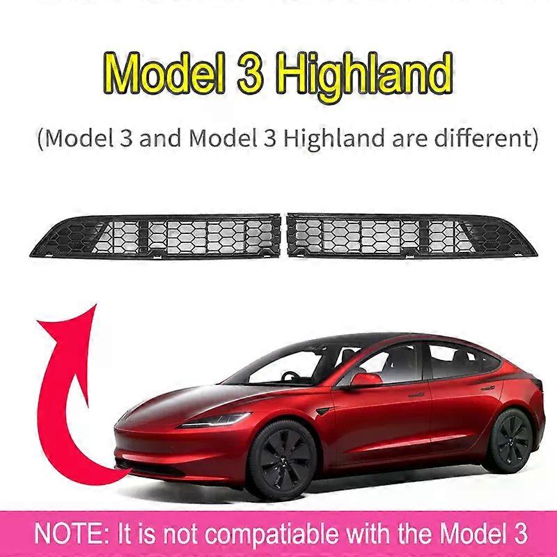 Front Grill Guard Grille Inserts Mesh for Tesla Model Y 3 Highland 2024-2021 Air Inlet Vent Cover Bumper Grid Filter Accessories