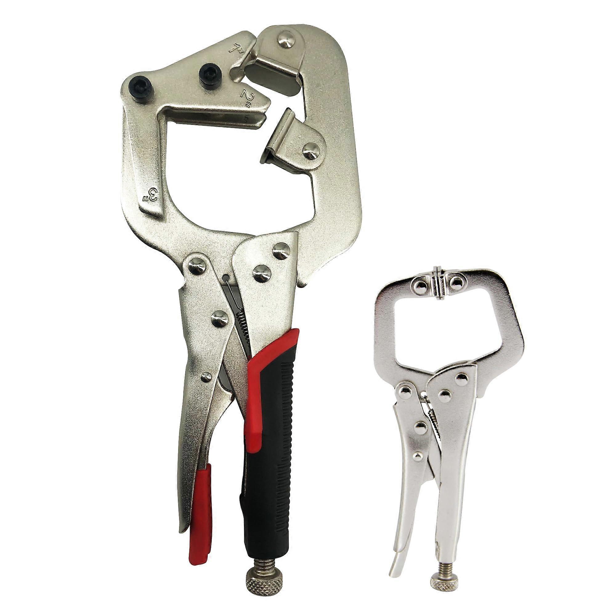 10-Inch Welding Pipe Clamp with Fast Release and Large V-Pads, C-CAMP Locking Mechanism and 5-Inch Mini Claw