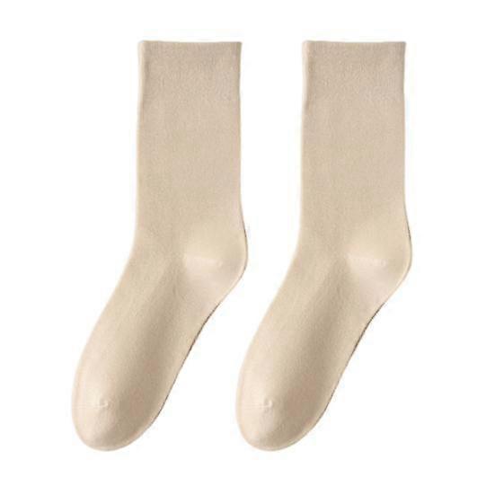 1 Pair Women Socks Mid-tube No Odor Retro Solid Color High Elasticity Anti-slip Breathable Soft Sweat-absorption Anti-shrink Sports Cotton Socks