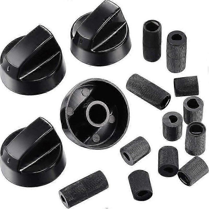 Generic Design Stove/Oven Control Knob Pack Universal Control Knobs with 12 Adapters (Black)