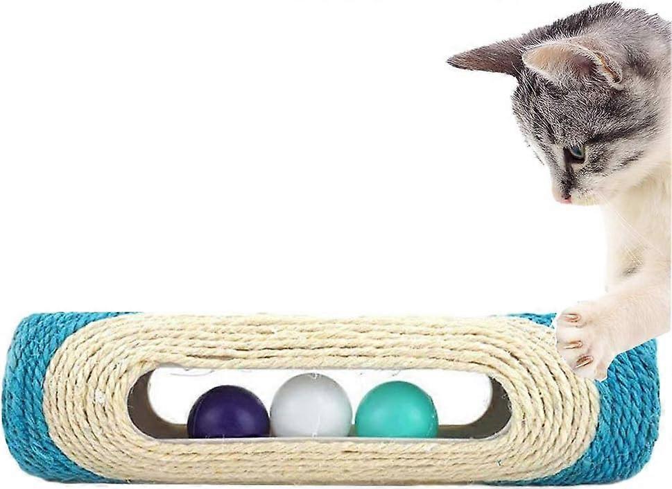 Cat Kitten Toys, Rolling Sisal Scratch Board Roller with 3 Ball Exercise Training Tool ,Made of sisal material,11.6"2.9"