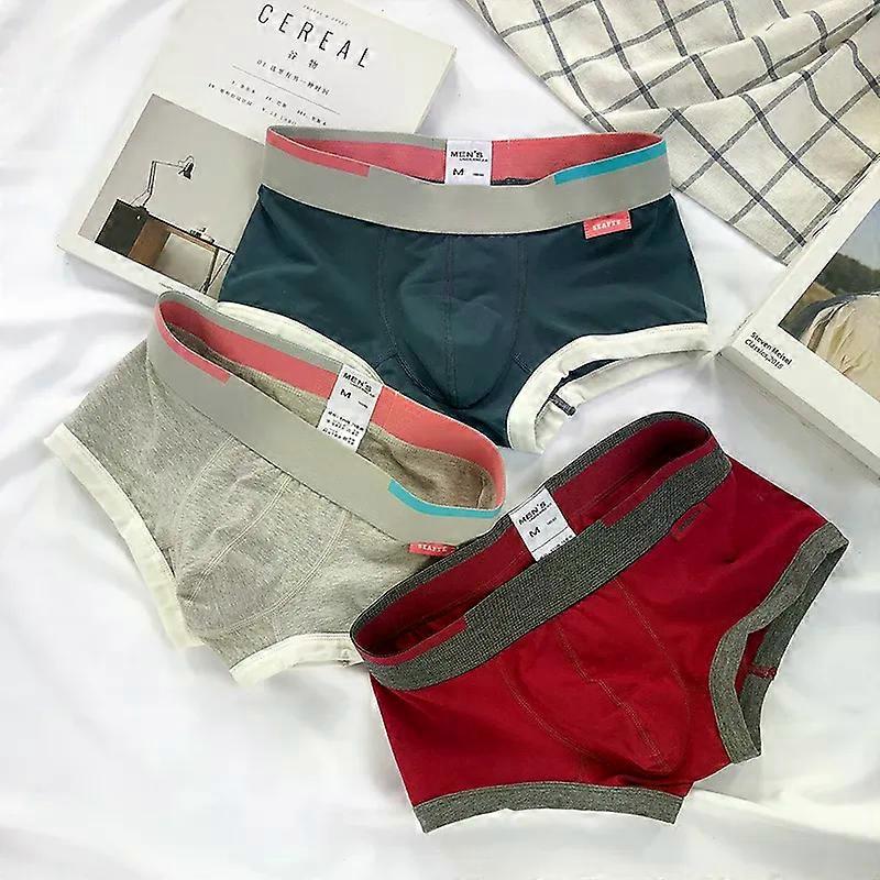 3 חלקים מכנסי בוקסר לגברים בצבע אחיד כותנה תחתוני גברים בוקסר קיץ תחתוני מותן בינוני נושמים תחתוני גברים