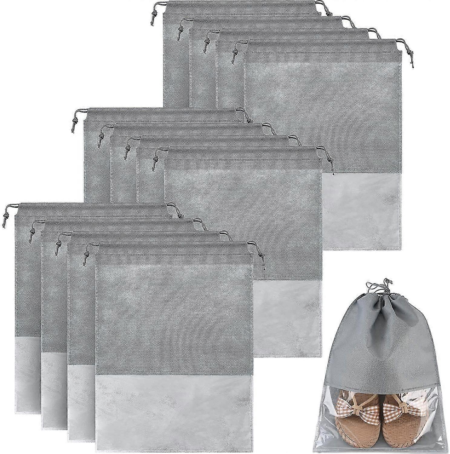 12 قطعة حقيبة تخزين الأحذية غير المنسوجة حقيبة تخزين 17.3 × 12.6 بوصةرمادي