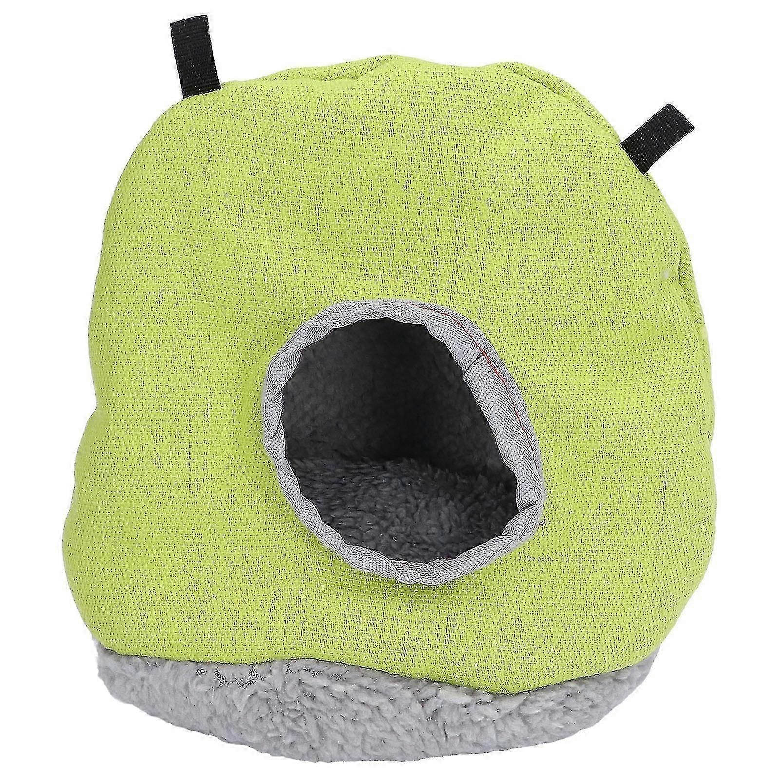 Warm Plush Round Birdhouse for Parrots Easy Clean Space-Saving Green