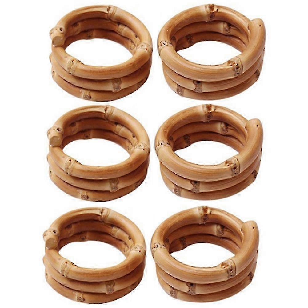 Handmade Bamboo Napkin Rings Natural Rustic Serviette Holder Set of 6