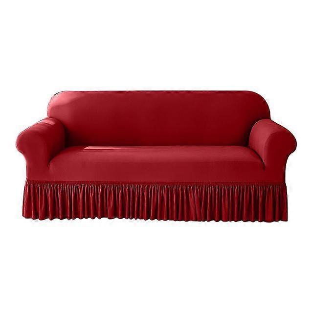 Solid Color Sofa Cover With Skirt Stretch Spandex Seat Slipcover For Living Room Cheap Soft All In Armchair Cover For Home Decor