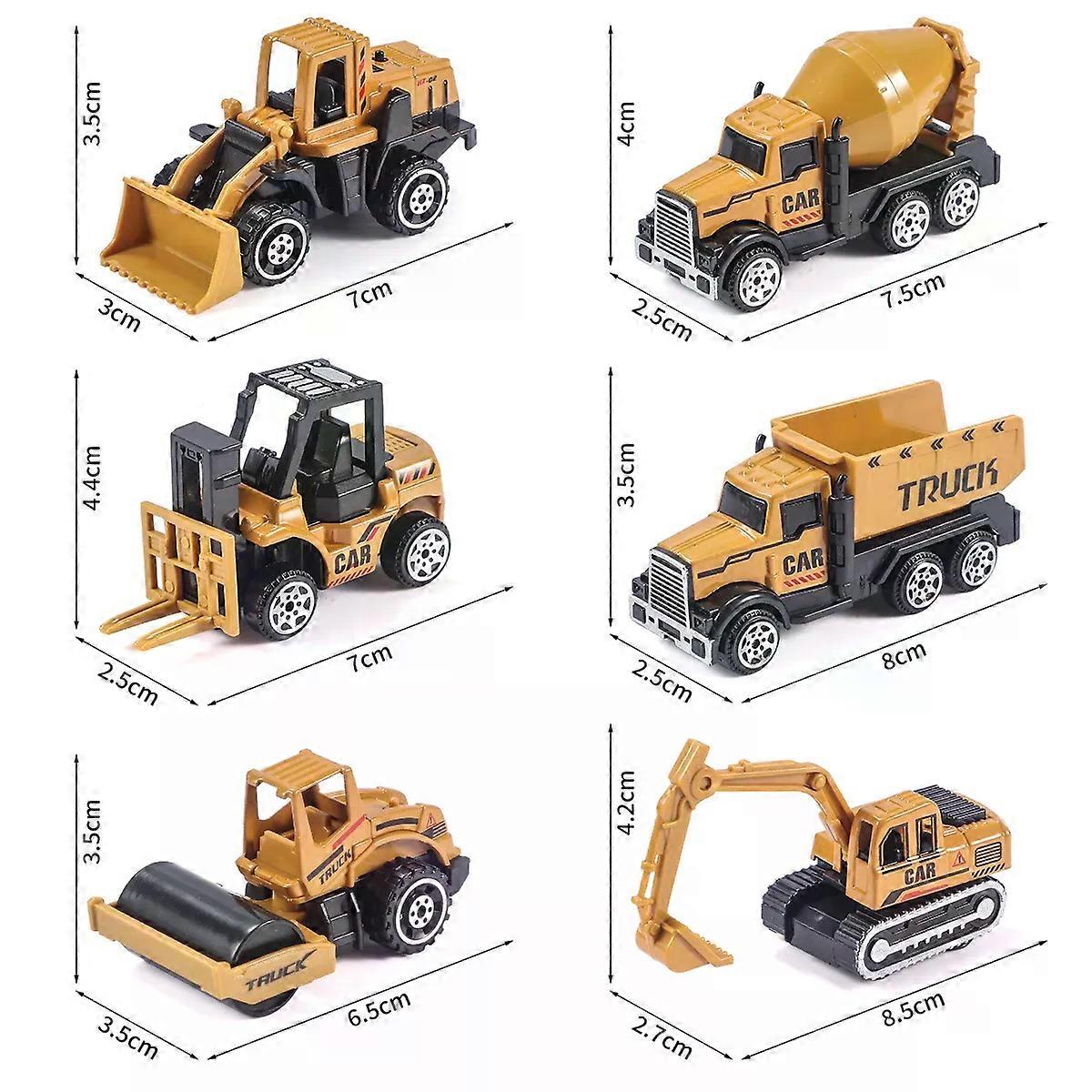 6pcs/set Alloy Plastic Engineering Truck Car Construction Model Vehicle Loader Tractor Excavator Eonal Toys For Kid Gifts