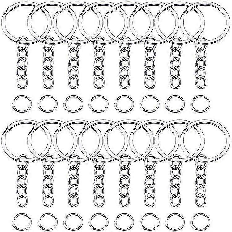 50Pcs Keyring Blanks Split With Link Chain And Jumps Rings Metal Key Rings
