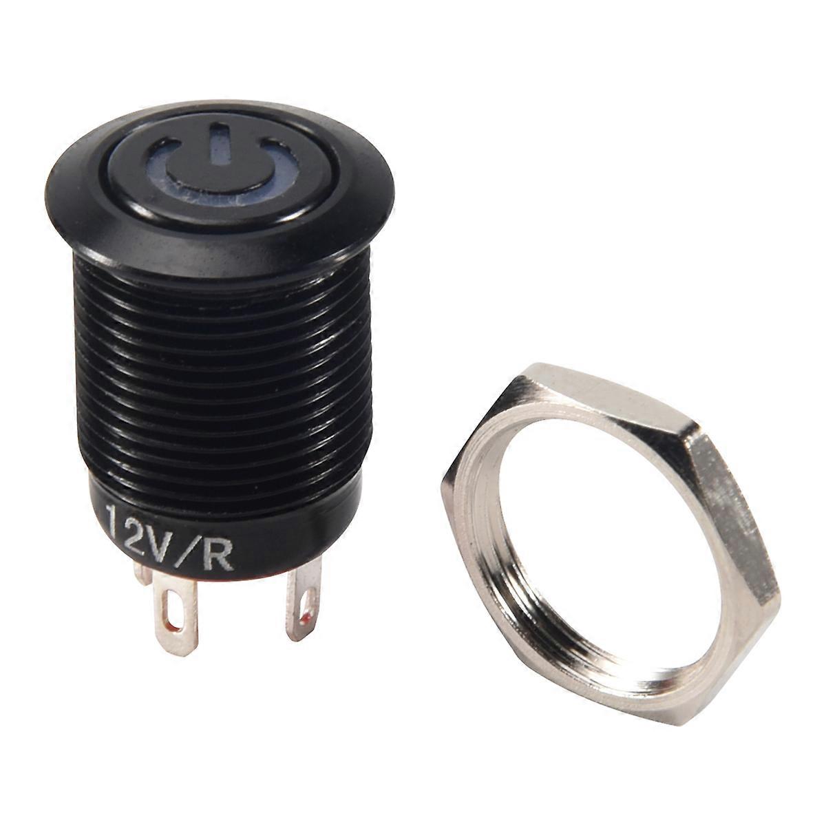 12V 2A 9.5mm LED Metal Cap Power Momentary Push Button Switch Car DIY Modified