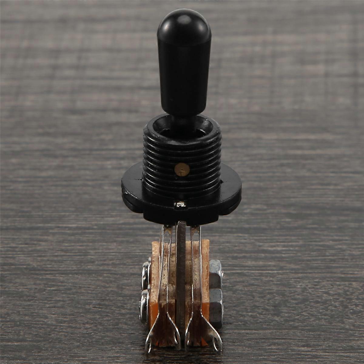 Metrischer 3-Wege-Kurz-Gitarrenschalter Silber & Schwarz (2er-Pack)