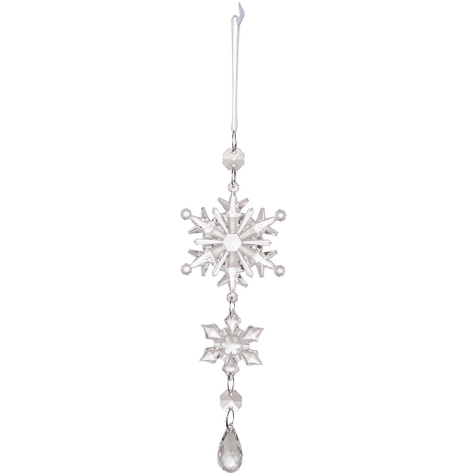 Clear Acrylics Snowflake Hanging Ornaments with String Christmas Tree Decoration for Christmas Winter Holiday Decoration Double layer transpa