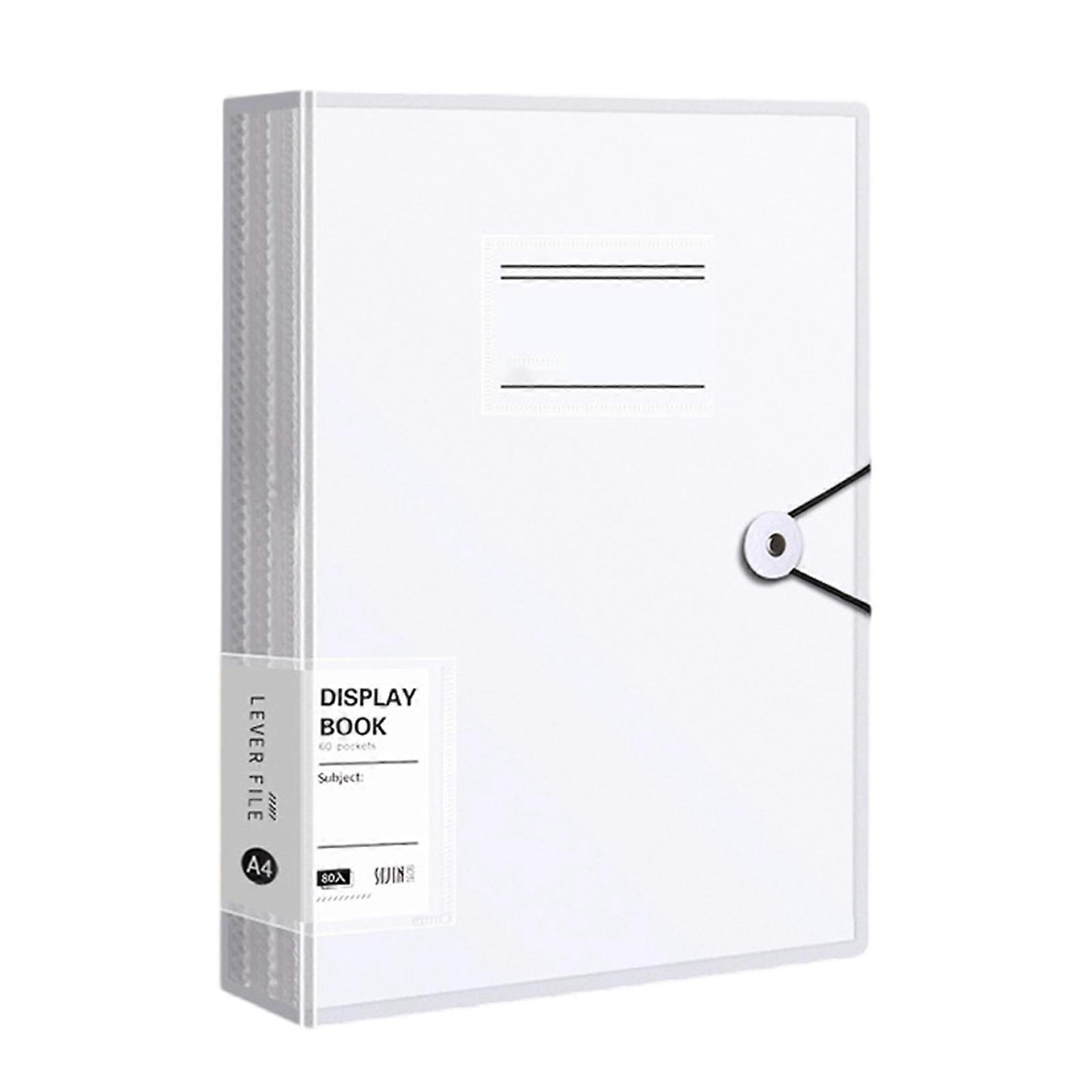 Multipurpose Document Project Folder 80 Pockets Display Folder Letter Size Display Folders Book with Protective Sleeve  White