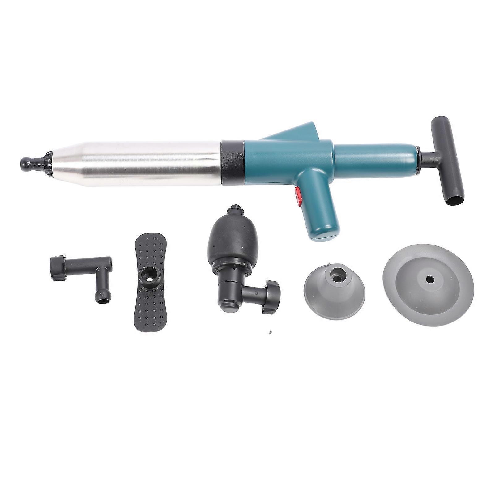 Toilet Plunger High Pressure Drain Unclogger Stainless Steel Clog Remover for Bathroom Shower Kitchen Clogged Pipe Green