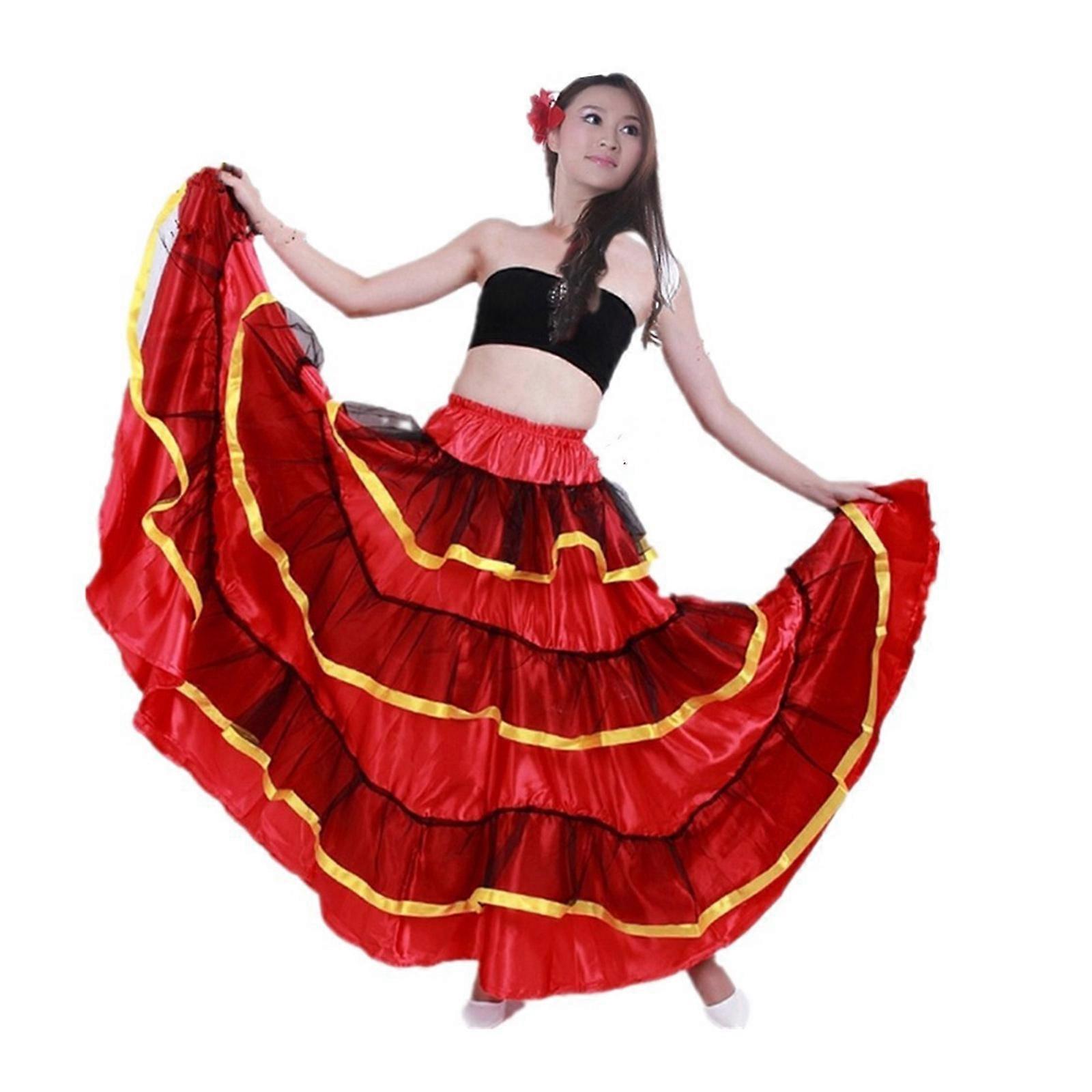 Női réteg hosszú szoknya hastánc szoknya spanyol flamenco táncszoknya mert Mexikó Balett Folklór előadások jelmez 540 fok