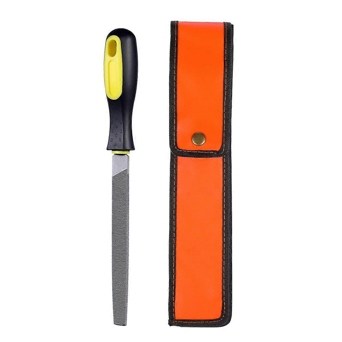 UEETEK 6-inch Hardened Steel File Comfortable Hand Grip Handles Flat Metal File Sharpening Tools (Packing Bag Color is Delivered Randomly)