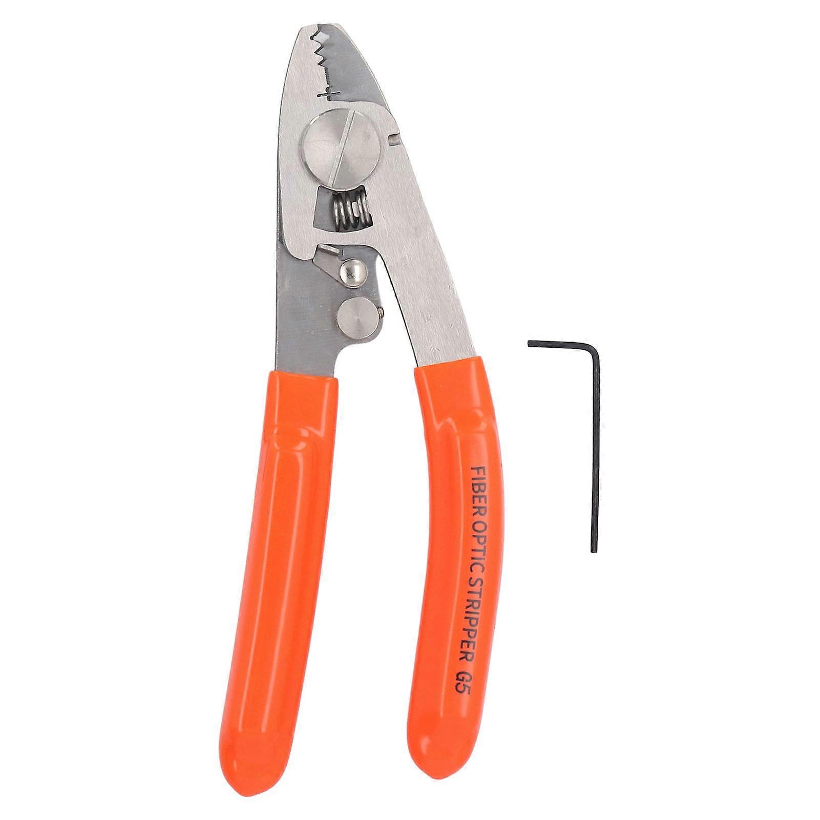 Fiber Optic Stripper, Stainless Steel 5 Hole Pigtail Pliers, Adjustable Opening Cable Pliers for 1-2 Cores Section(3.0x2.0) mm, Fiber Patch Lead