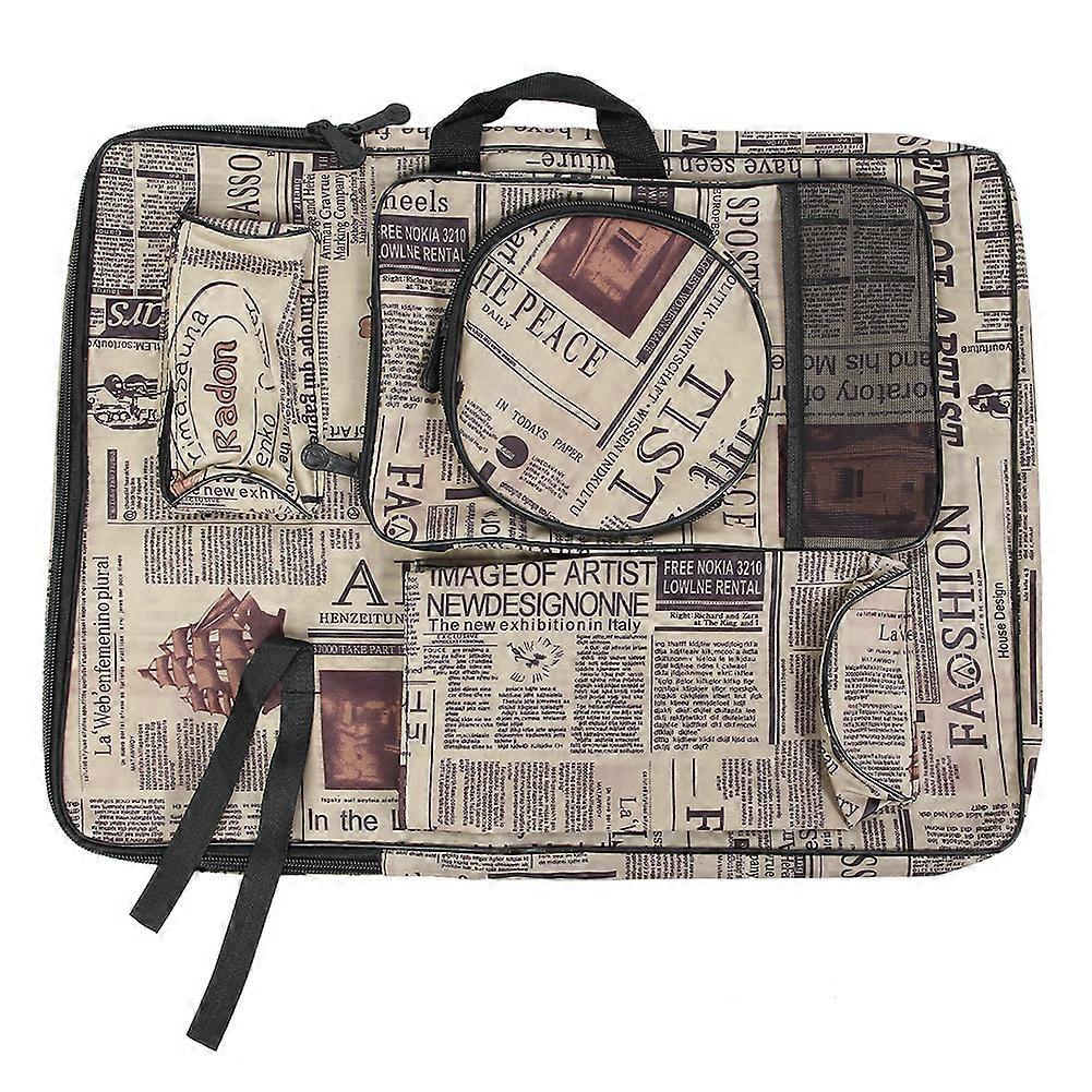 Multifunctional Drawing Board Bag Newspaper Pattern Art Professional Waterproof Bag