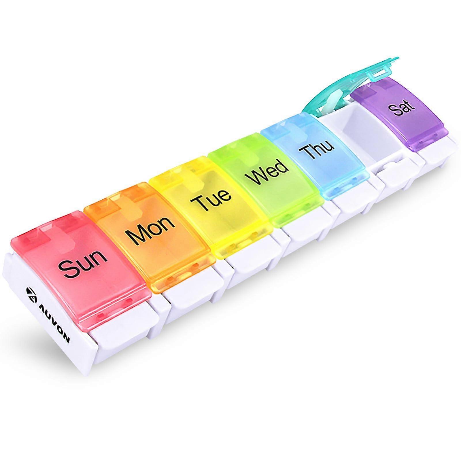 Arthritis Friendly Pill Organizer BPA Free for Travel 7-Day Weekly Dosage with Easy Grip Design and Compact Size