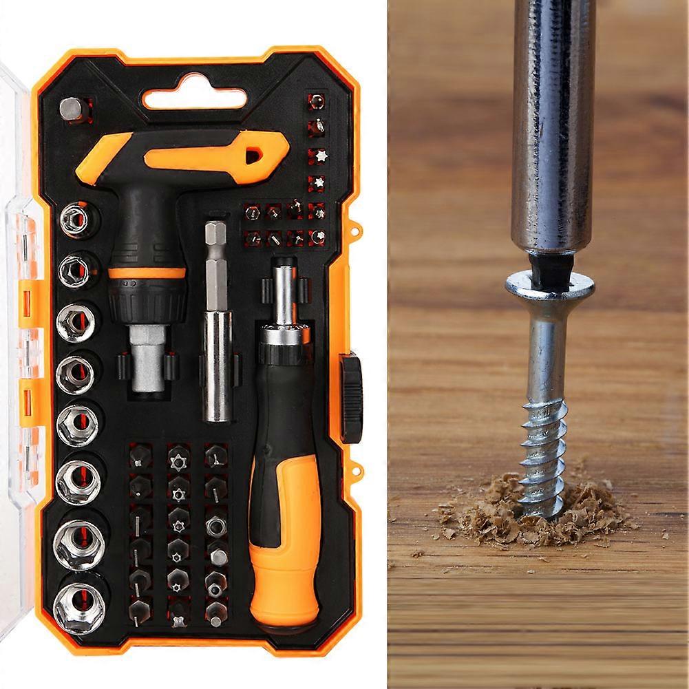 42-piece screwdriver bit set, sockets, cross, star, square, hex, with magnet