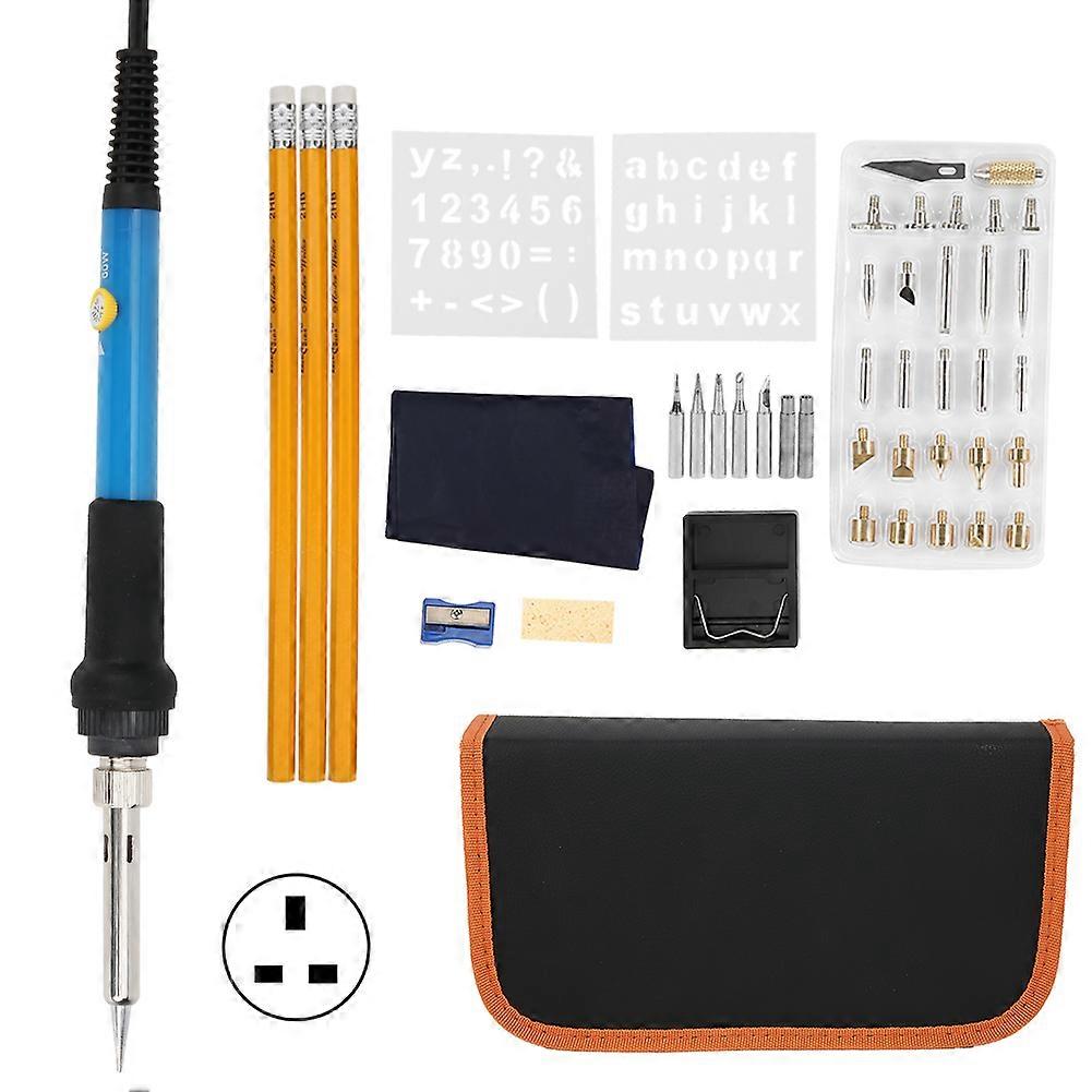 54Pcs Electric Soldering Iron Set 60W Adjustable Temperature Welding Tool Kit Pyrography Blue