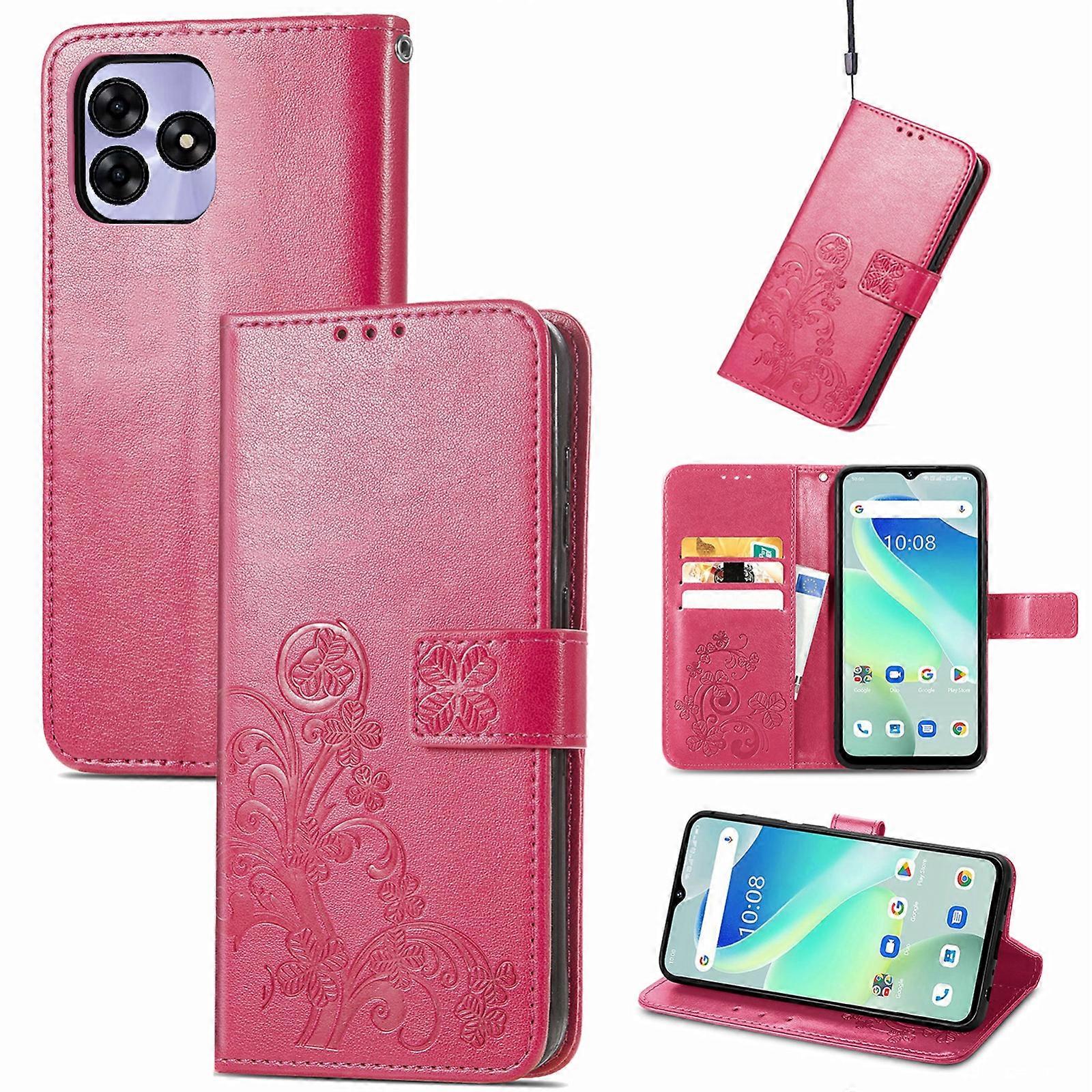 Four-leaf Clasp Embossed Buckle Leather Phone Case