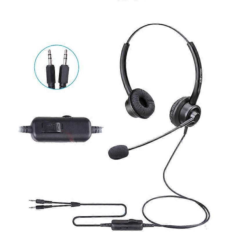 VT200D Double Ears Telephone Headset Operator Headset With Mic,Spec: PC Double Plug with Tuning