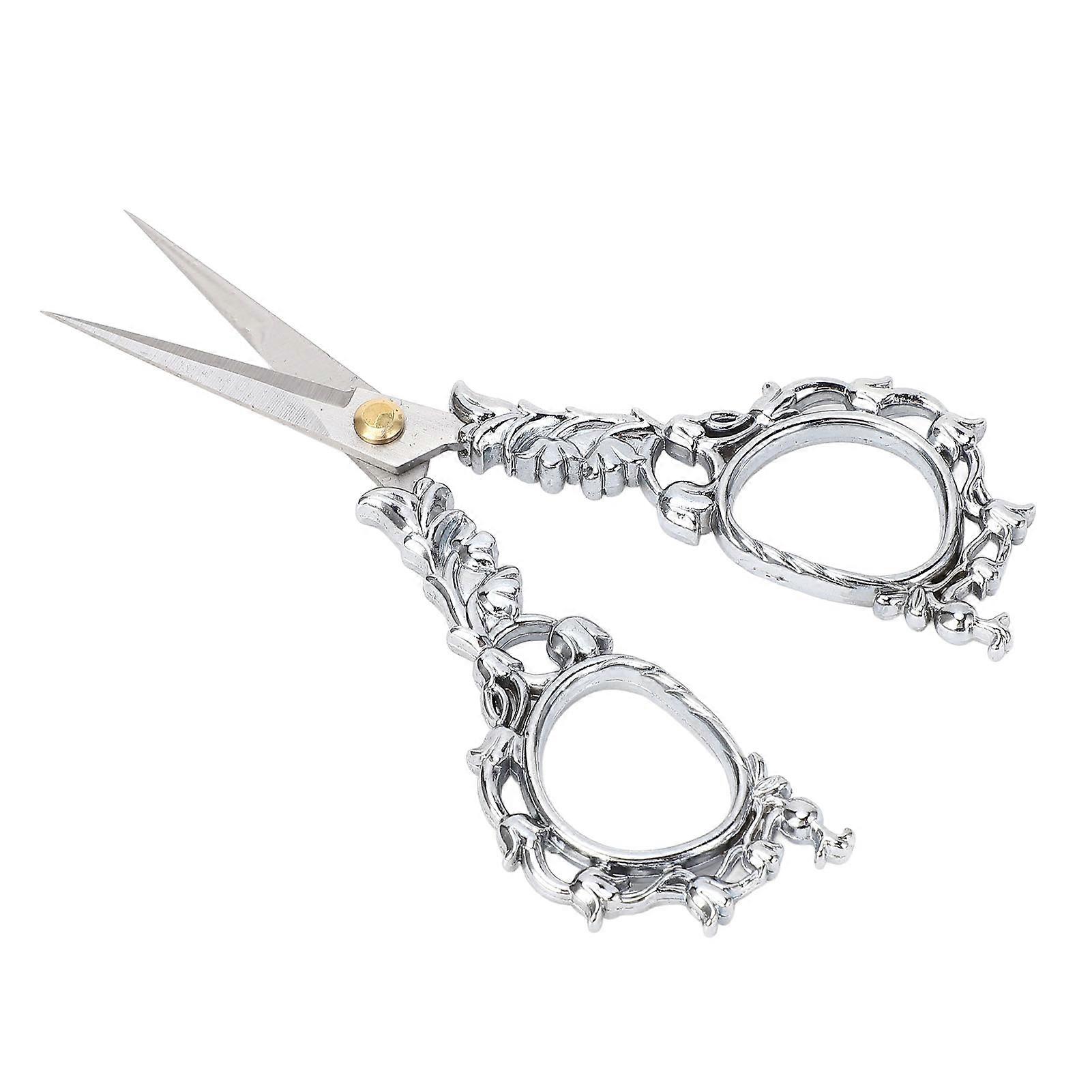 Embroidery Scissors Multifunctional Exquisite Vintage Small Crafting Threading Scissors Shining Silver 