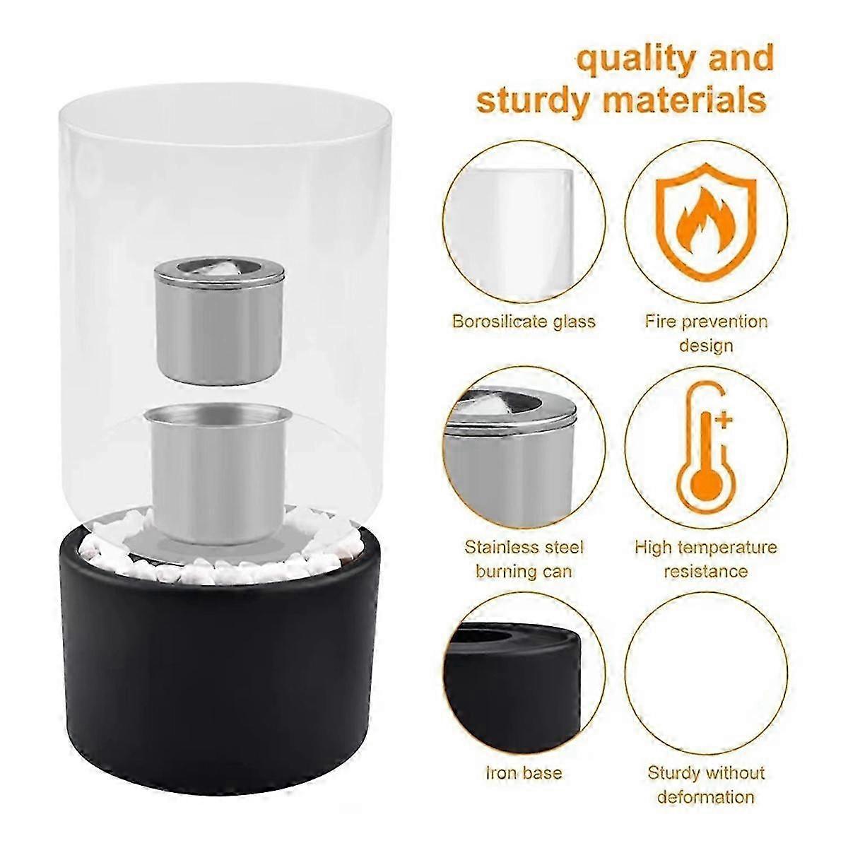 Small Tabletop Fire Pit Bowl,Table Top Alcohol Fireplace Indoor,Black - FFY