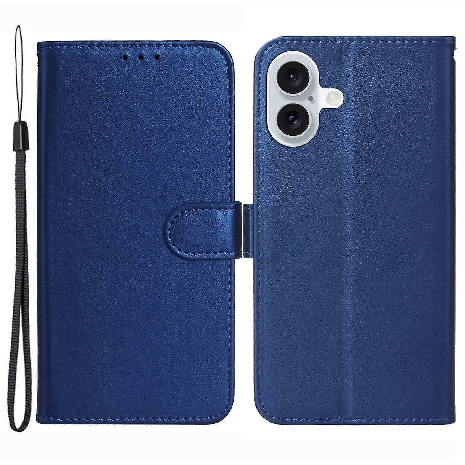 For iPhone 16 Plus Case Solid Color Leather TPU Shell Phone Cover