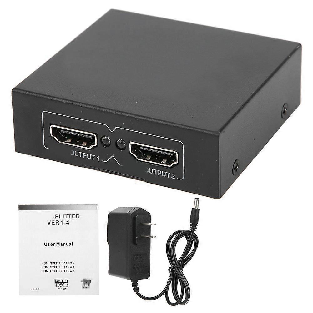 HDMI Splitter High Definition Video Switcher 1 In 2 Out 100‑240V Connect o Receiving