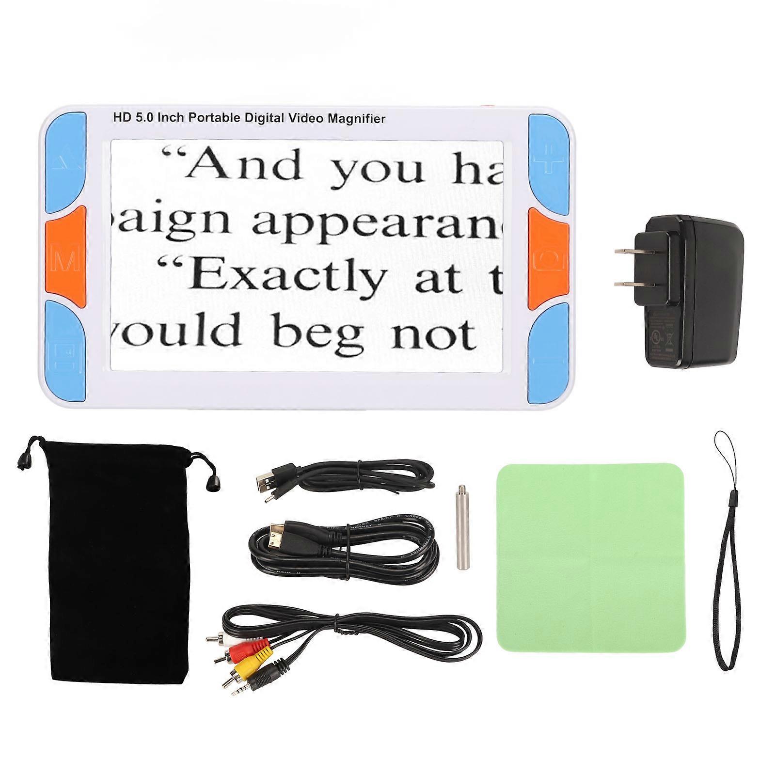 5.0in Electronic Vision Aids HD Portable Support 26 Color Modes Handheld Digital Reading Magnifier for Elderly