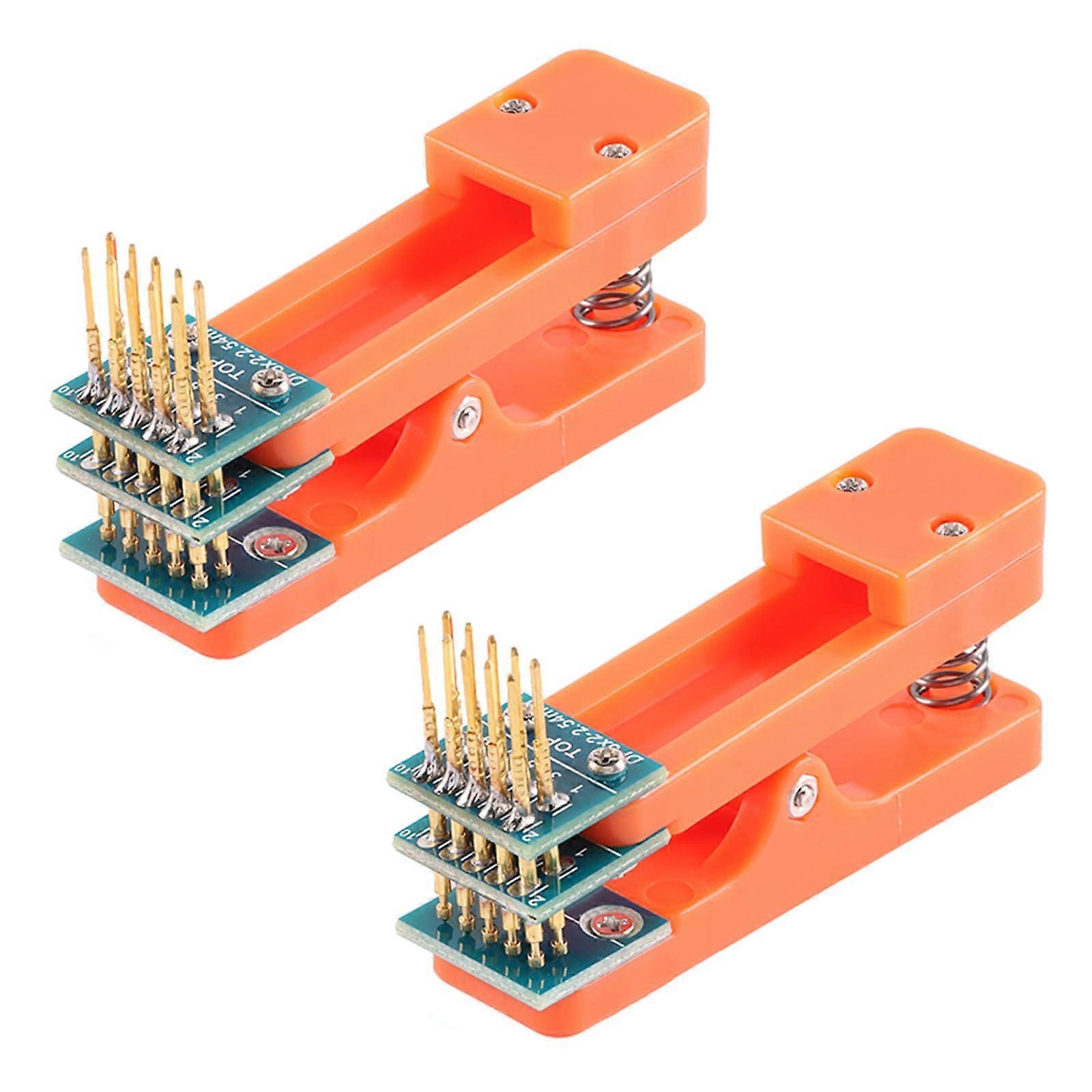 2Pcs 2.54mm 2 5Pin Double Row Test Clip Module Board 5Pin Program Burning Clip 5 Pin PCB 2.54 Burning Fixture Programmer Burning Clip with Wire