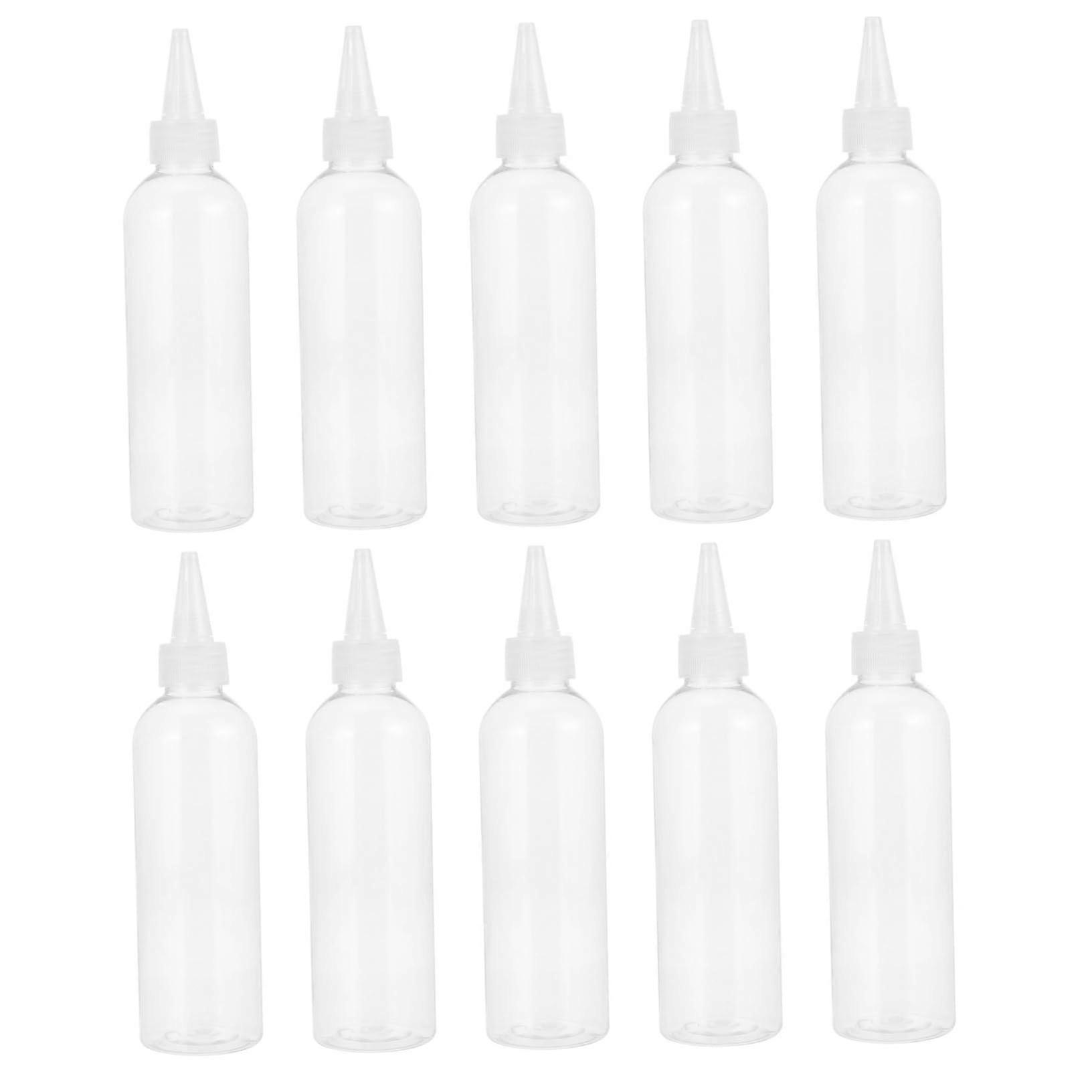Pointed Mouth Squeeze Bottles 200ml Set of 10 for Hairdressing Cosmetics Dispensing Bottles