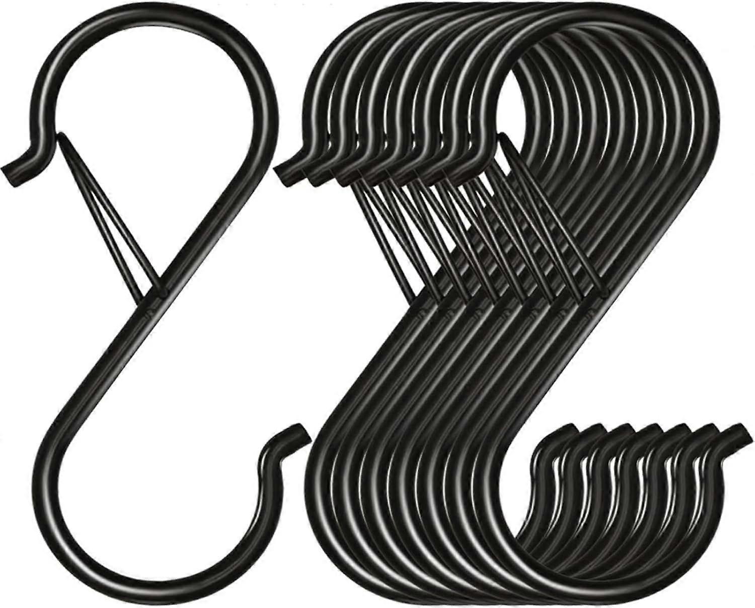 Pcs Metal S Hooks with Anti-Drop System for Hanging Plants, Pots and Cups, Hanging Bags and Clothes, 9 x 4 cm Black