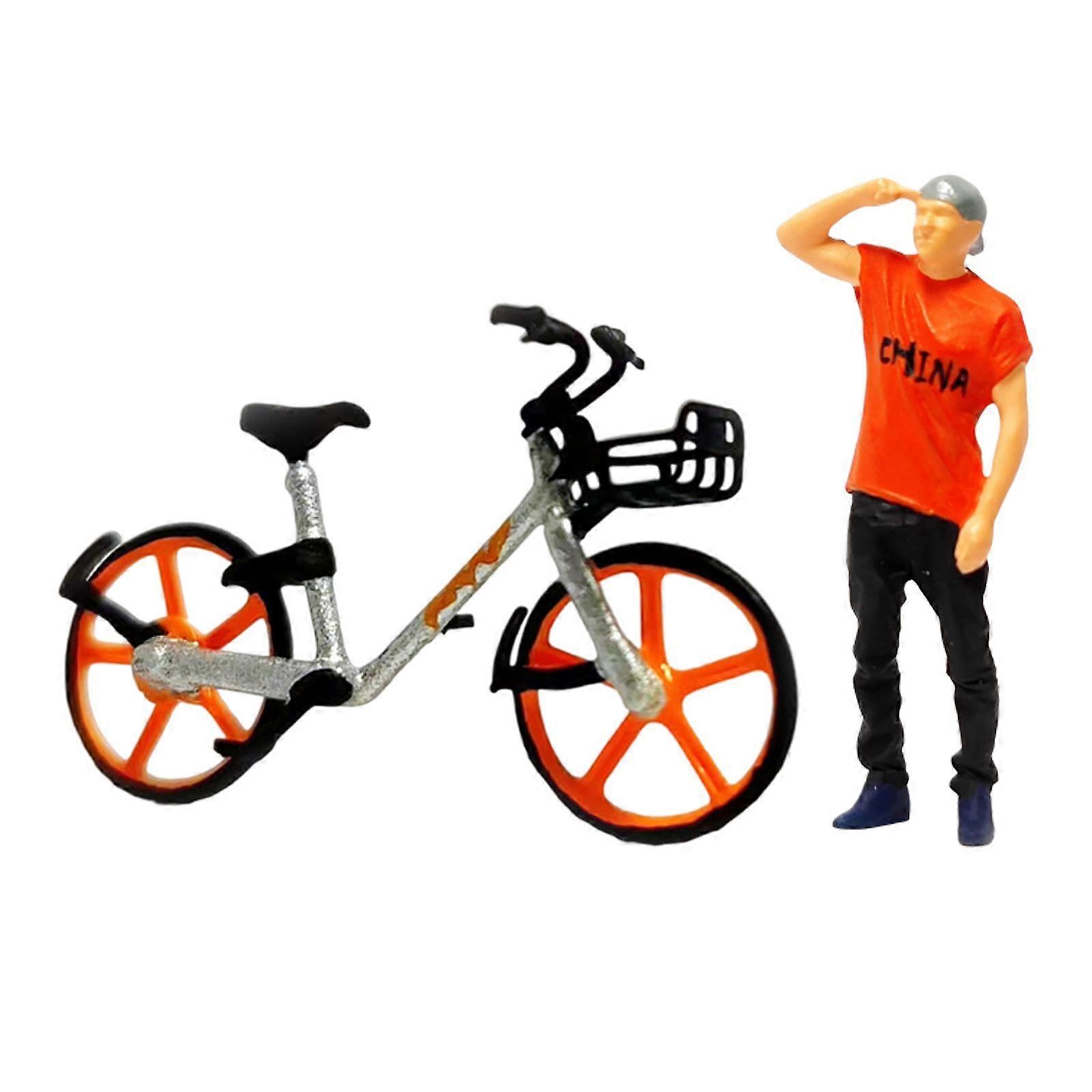 1:64 Scale Miniature Model Characters W/ Bicycle Layout for wheel of fire