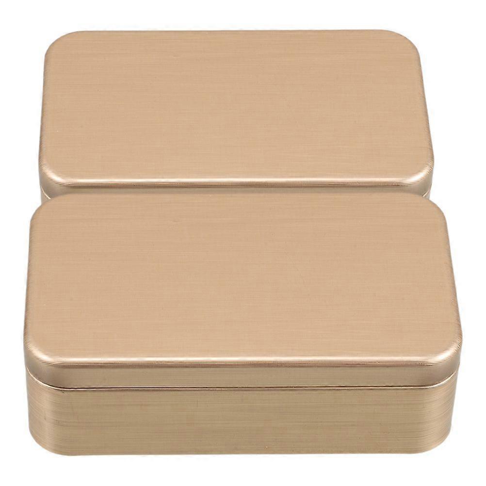 2pcs Metal Tin Box Container Empty Box Mini Portable Storage Containers Trinket Coin Box Jewelry Storage Case For Candy Drawing Pin Crafts Golden