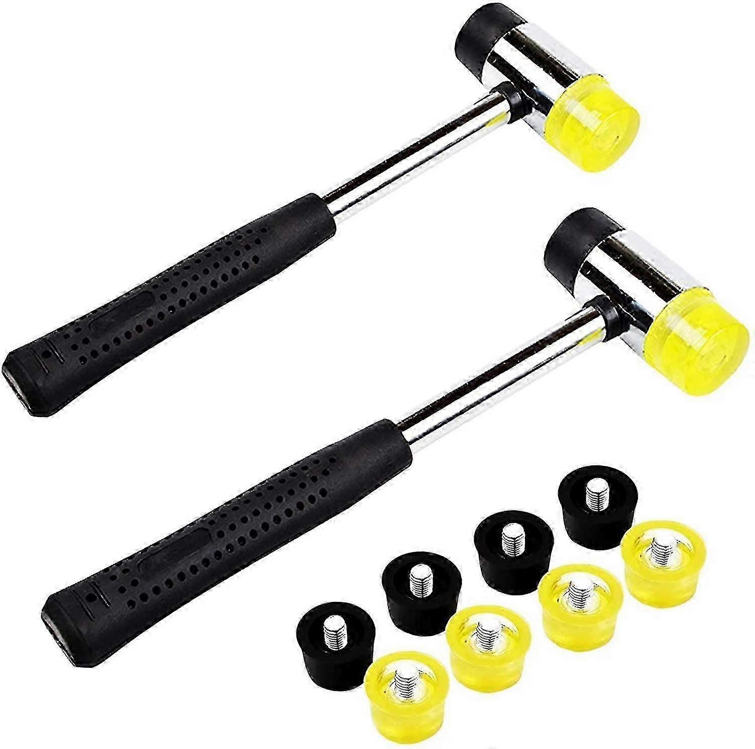 2 Pieces Rubber Mallet Hammer, Non-slip Rubber Hammer, With 8 Replacement Rubber