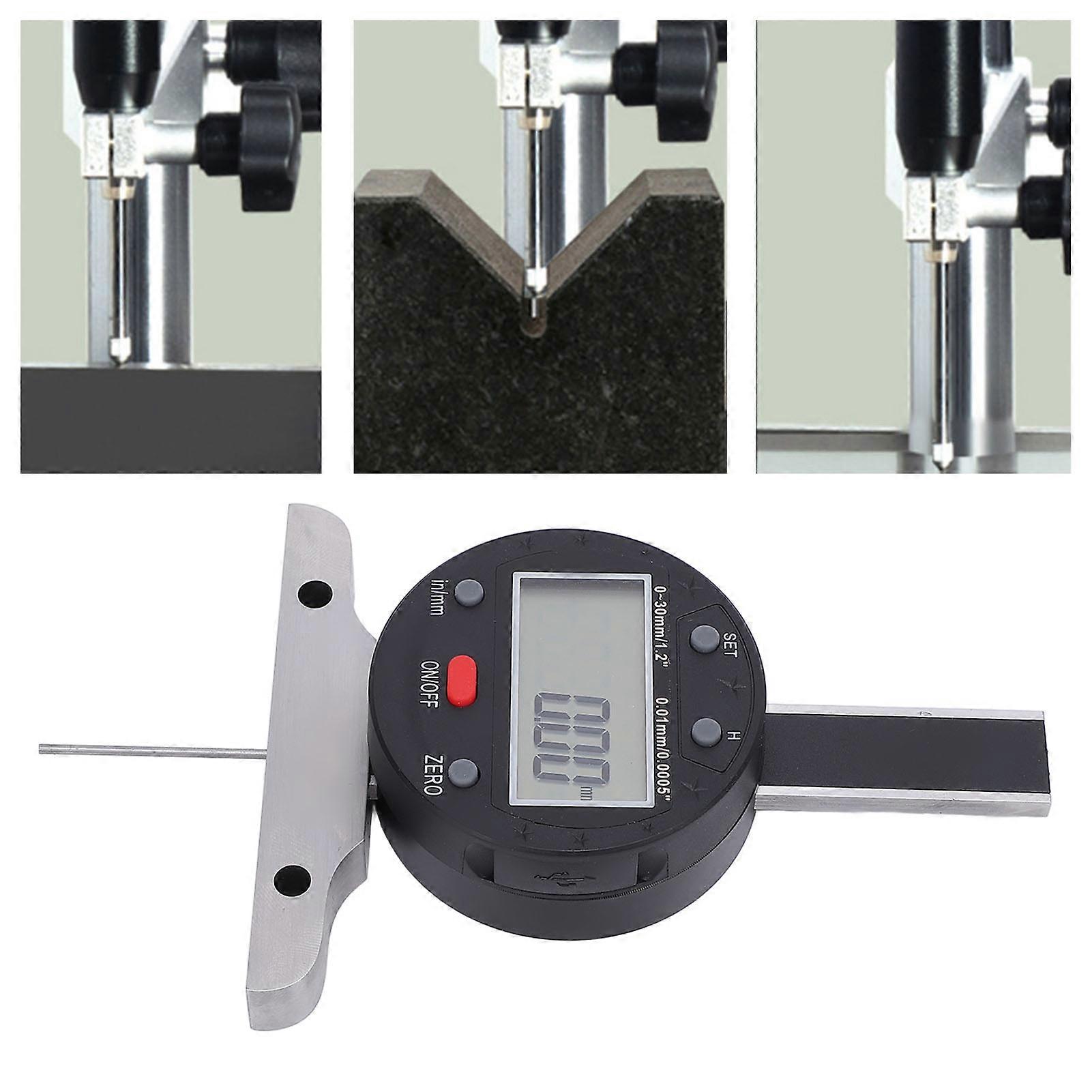 Depth Gauge High Accuracy LCD Screen Electronic Digital Depth Gauge with USB Ports 0-30mm Range 