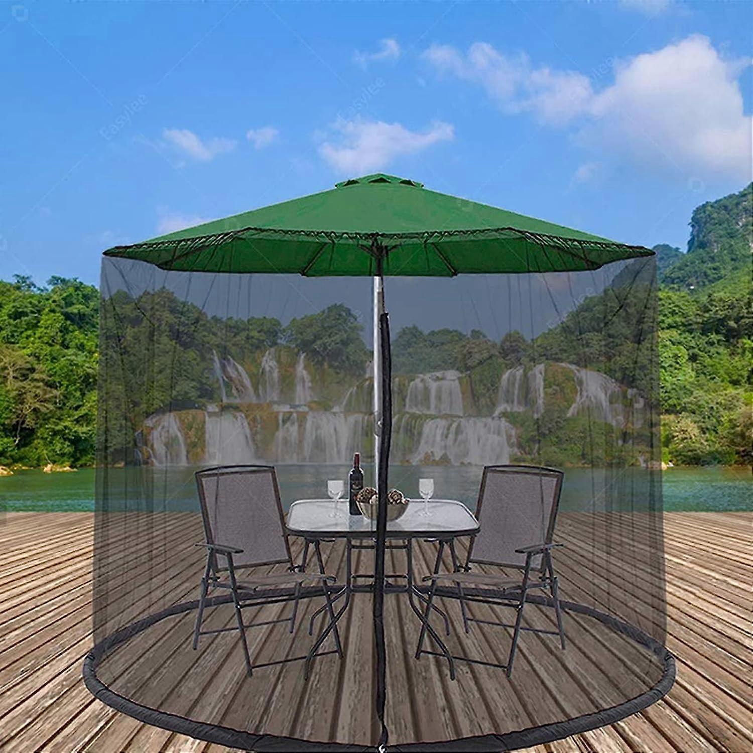 Universal Canopy Umbrella Net with Zipper Opening for Outdoor Tables, Black