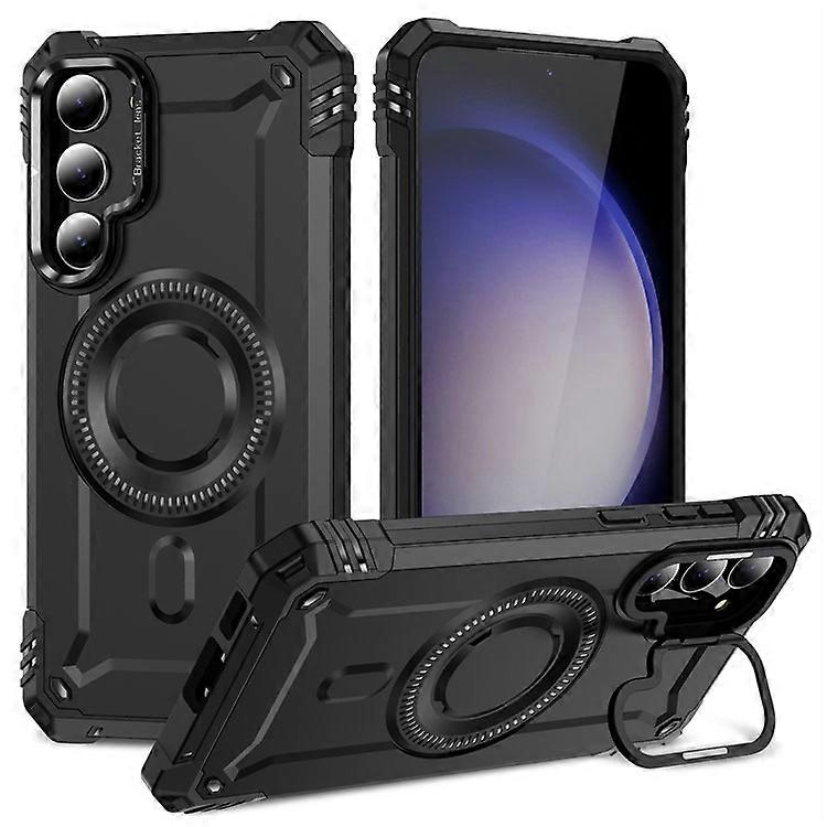 Compatible For Samsung Galaxy S23+ Case Compatible with MagSafe Metal Lens Frame Kickstand PC+TPU Mobile Cover