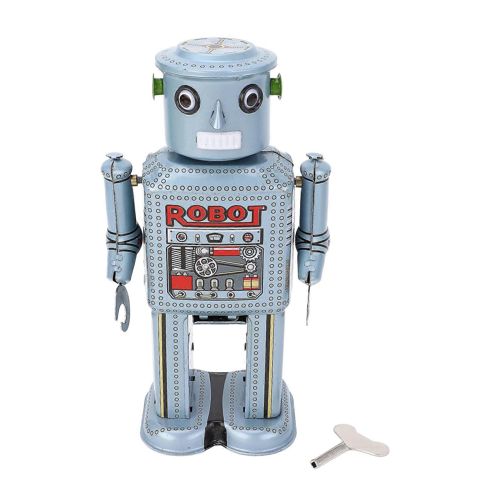 Retro Wind-Up Toy Moveable Arms Swinging Alien Robot Clockwork Mechanical Tinplate Collectible Plaything Durable Metallic Design For Kids And Adult