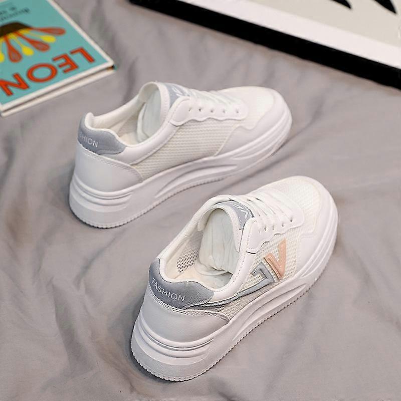 Mesh Surface White Shoes Women's Summer Versatile New Thick Bottom Breathable Casual Thin Sports Running Shoes