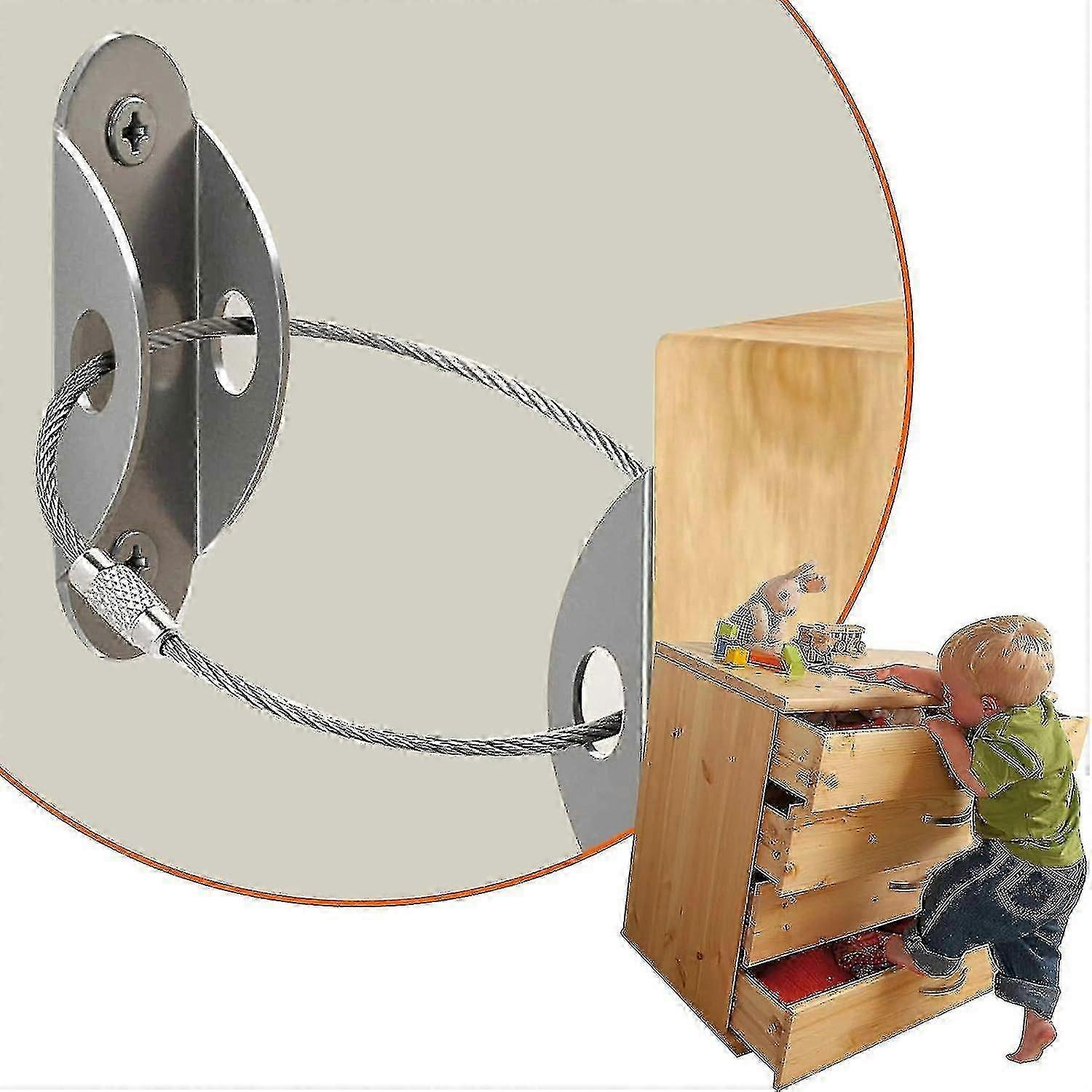 babysikre møbelankre, 10 stk metall anti-tip stropper for sikker sikkerhet - sølv