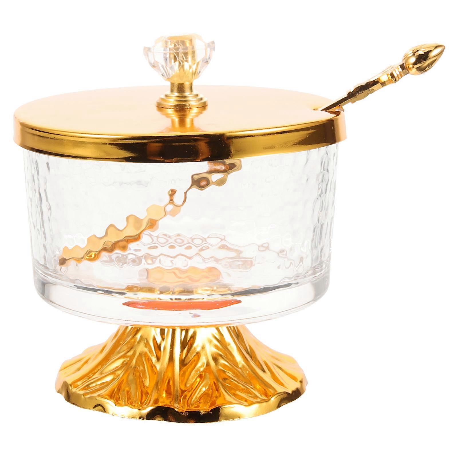 Elegant Glass Canister with Spoon European Style Tea Container for Kitchen, Pantry & Countertop Storage