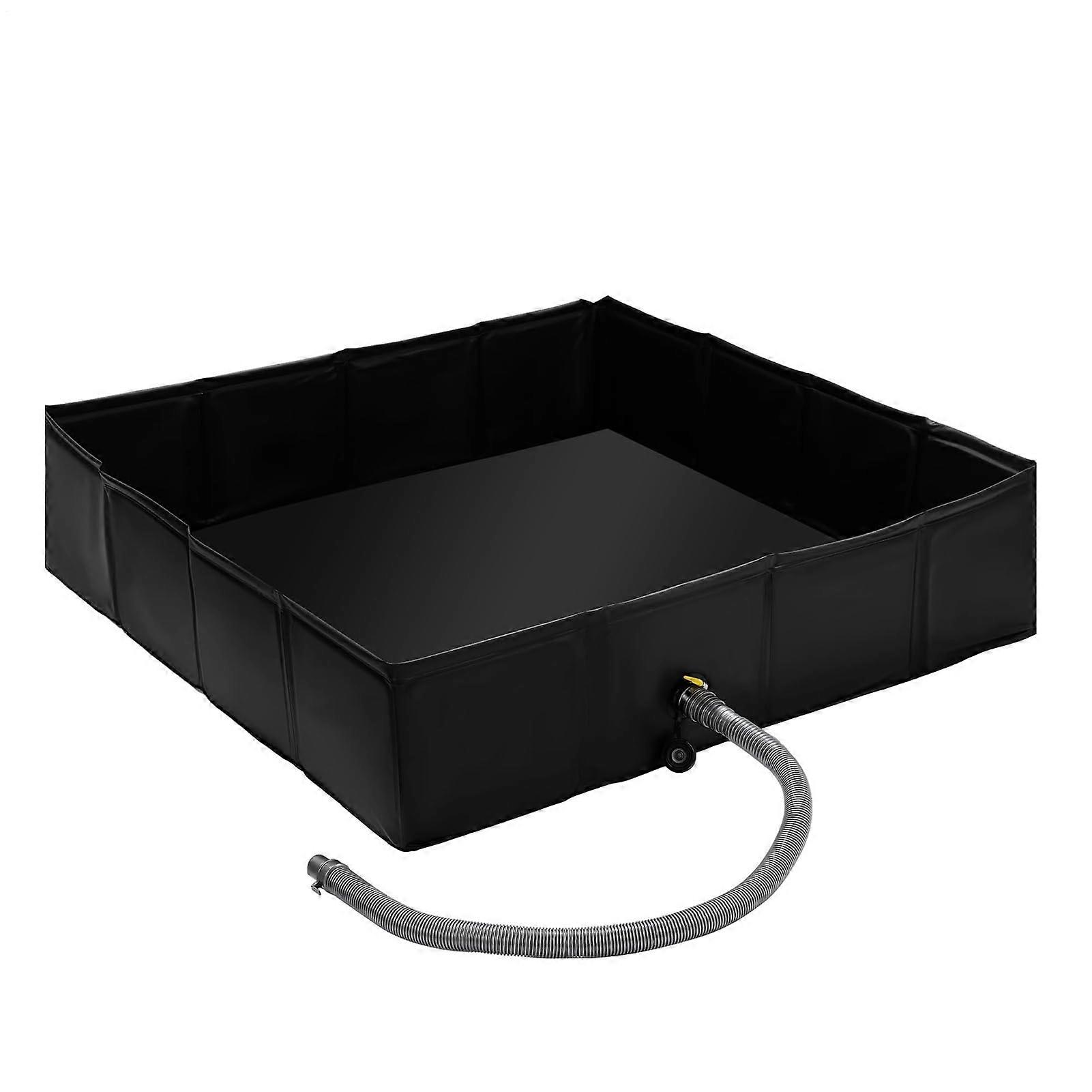 Foldable shower base with removable drain pipe, waterproof RV camping drainage basin