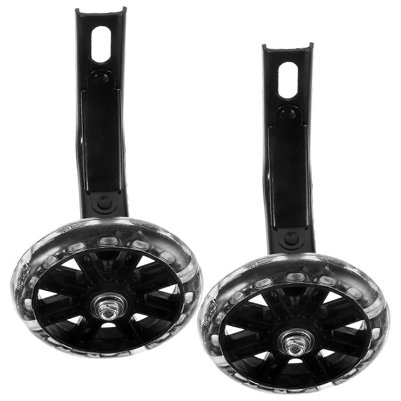 Flashing Auxiliary Wheel 1Set Black Fade-Resistant Design for Kids Bike Training Wheels