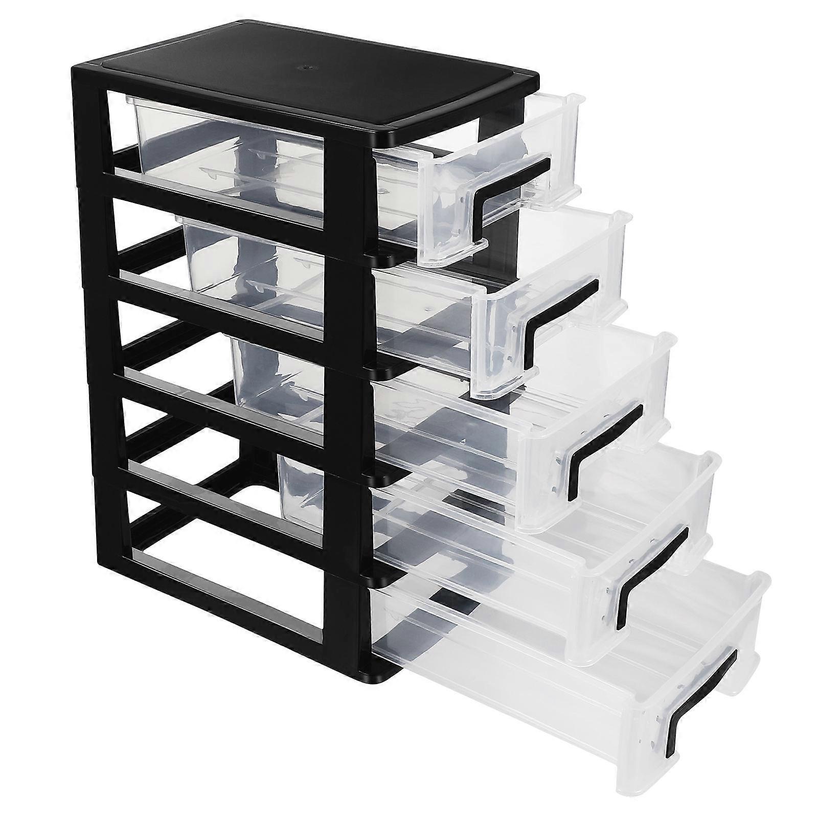 5 Tier Stackable Plastic Storage Tower with Clear Drawers – Compact Organiser Chest for Home, Office, Bedroom – Multifunctional Storage Unit for