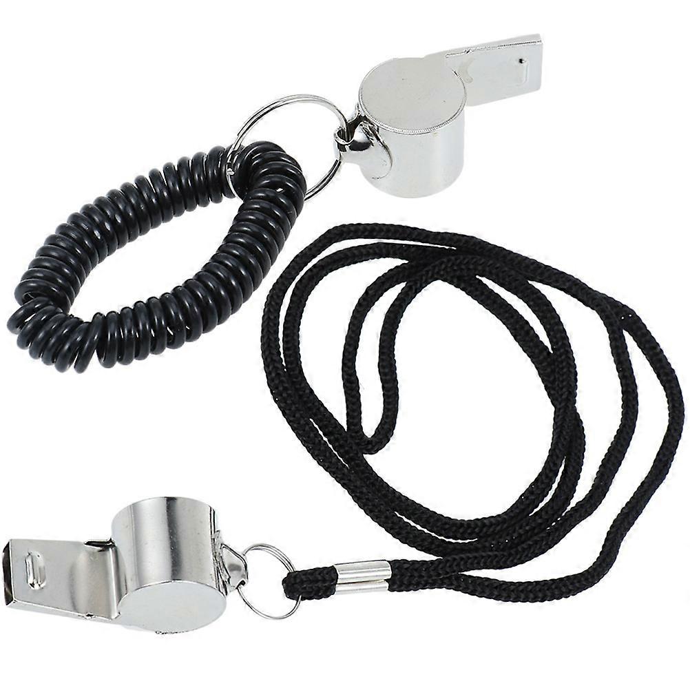 4pcs High Frequency Metal Referee Whistle, Lightweight Durable Emergency Safety Outdoor Sports Soccer Whistle with Key Chain for School Camping